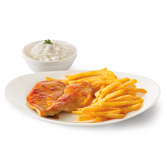 Filé De Frango Grelhado Com Arroz & Fritas